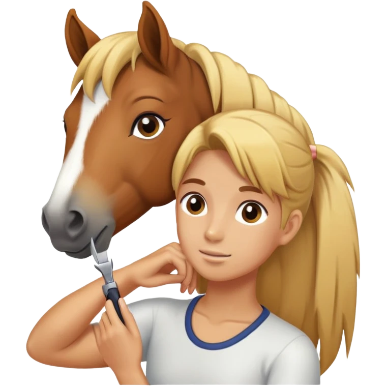 person grooming a pony emoji