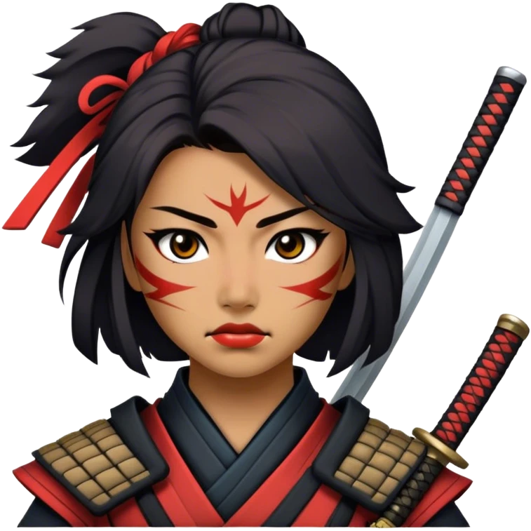 A samurai warrior with scars all over her face emoji