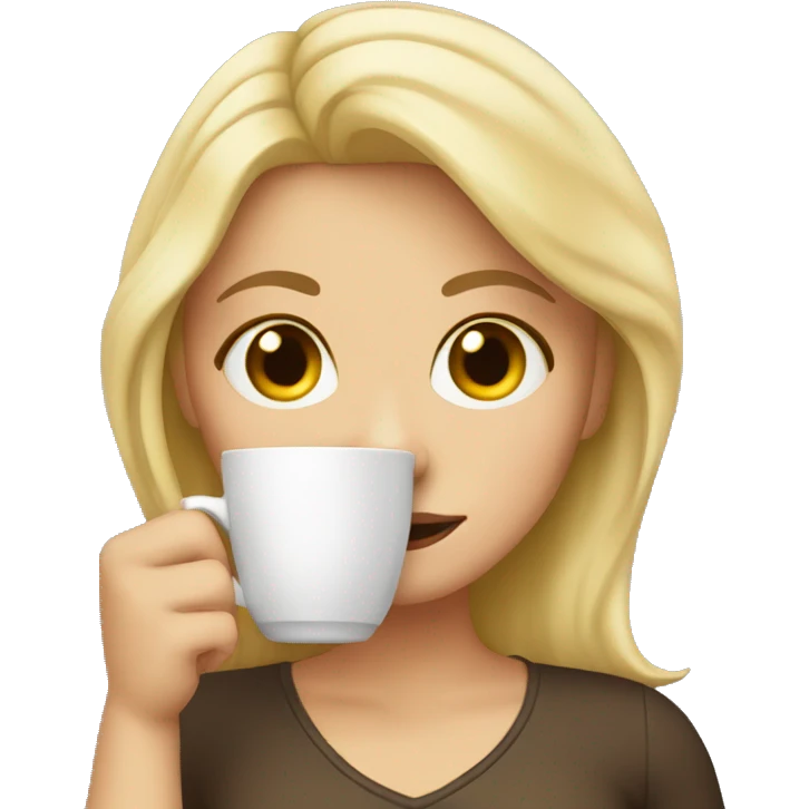 Blonde girl drinking coffe emoji