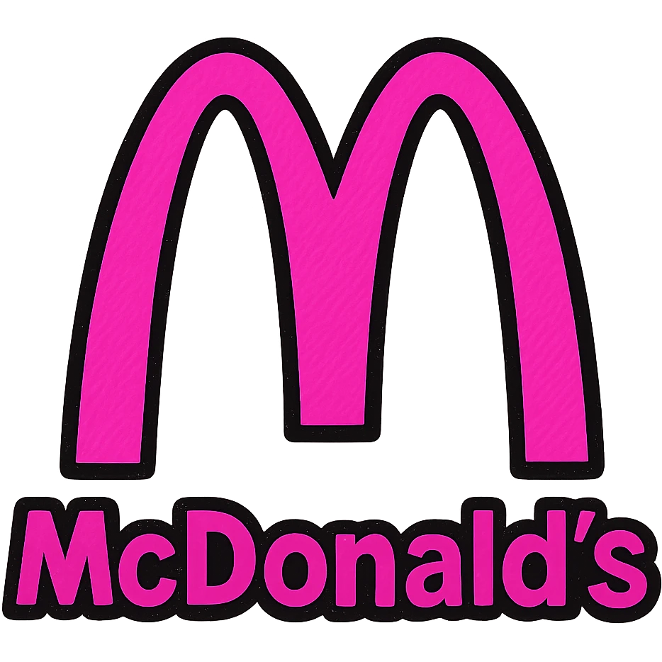 McDonald's logo in a pink color scheme, modern and playful style emoji