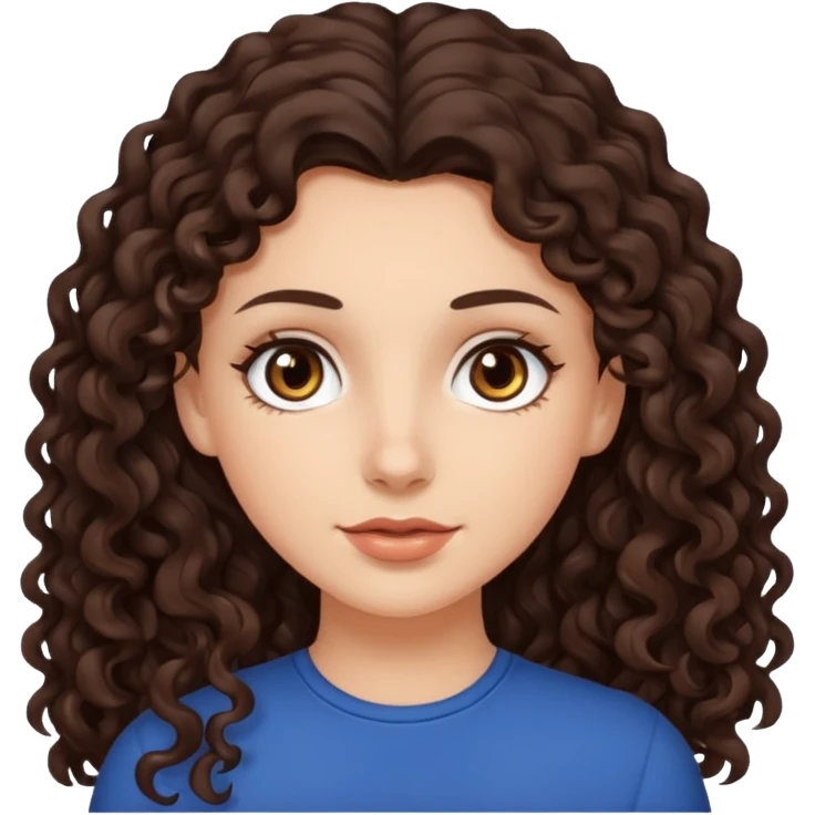 white girl with long dark curly brown hair brown eyes  emoji