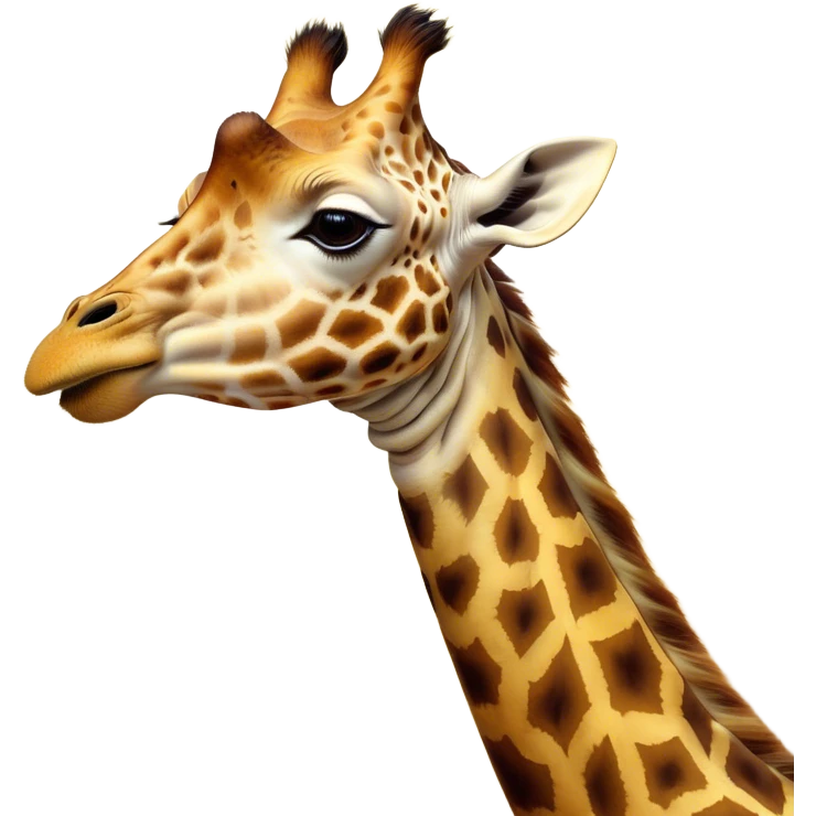 Cinematic Cute Yawning Giraffe Portrait Emoji, Head tilted slightly with a dramatic, wide-open yawn, showcasing a soft, patterned Fur of warm yellows and browns with a long, drooping neck and eyes barely open in drowsy contentment, Simplified yet irresistibly adorable features, highly detailed, glowing with a soft, cozy glow, high shine, relaxed yet expressive, stylized with a touch of savannah whimsy, bright and endearing, soft glowing outline, capturing the essence of a sleepy yet affectionate giraffe, so drowsy it feels like it could stretch right out of the screen and curl up for a nap! emoji