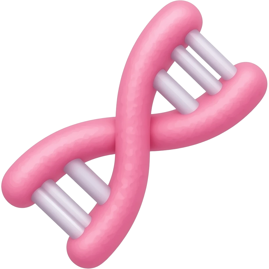 Cute minimalist pink chromosome two chromatids visible subtle allele marks soft pastel colors smooth and rounded edges flat vector style clean and modern aesthetic and simple design but dont do marks between the arms of chromosome allel Marks on arms as little darker color emoji