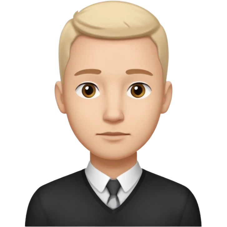 man wearing a black strap watch portrait, head and shoulders only, long face shape, sharp nose, calm expression, black strap watch on wrist, 3D cartoon, mobile game icon style, clean background, no text, no watermark
 emoji