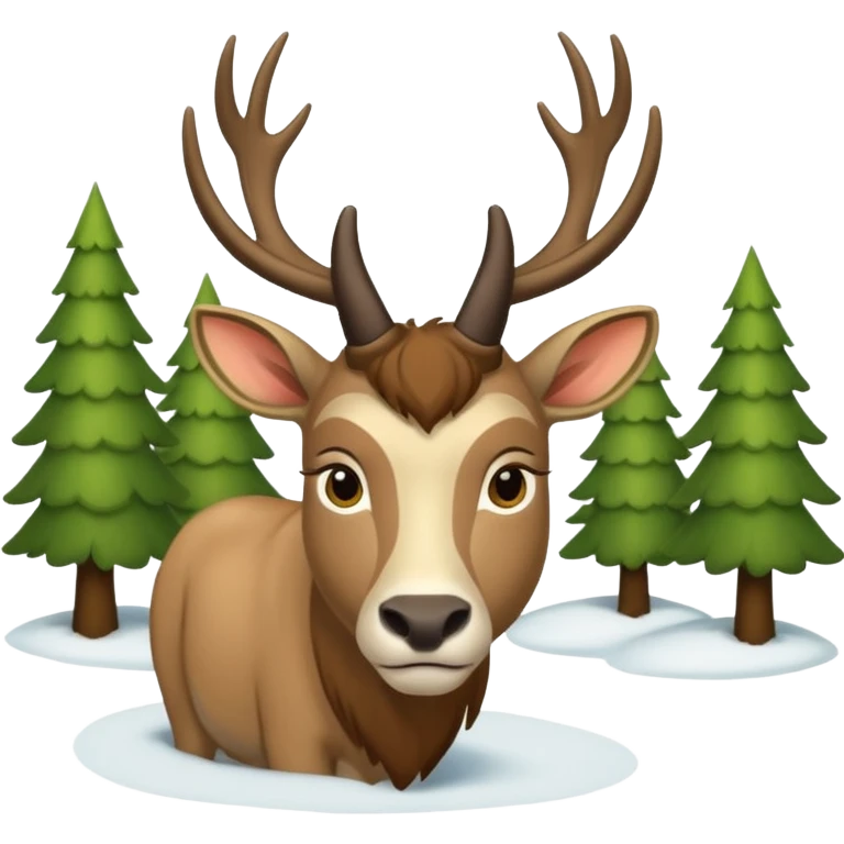 Eland voor slede in dennenbos  emoji