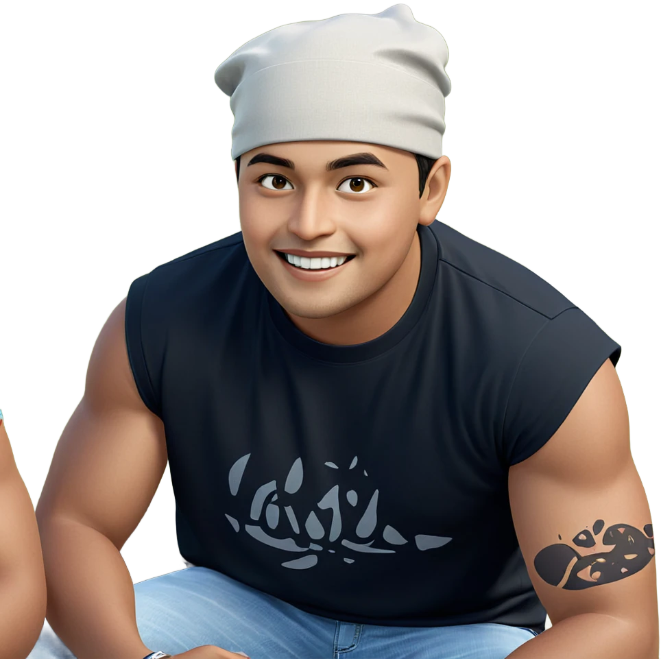 smiling boy outdoors in hat emoji