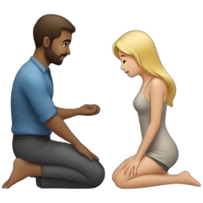 Woman on knees facing man emoji