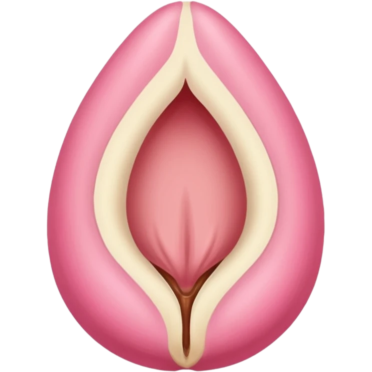 beigey pink vulva appearing moist, round pink clitoris at the top, no face, make it narrow and slim, like an almond shape, vertical line in the middle  emoji