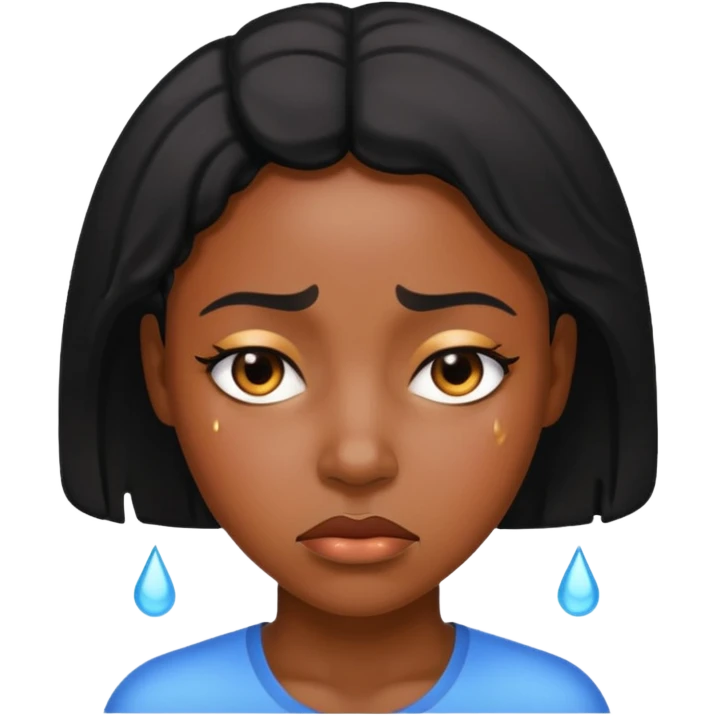 Black woman sad and sweating water emoji