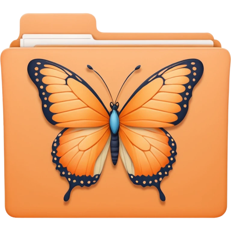 pastel orange file folder with butterfly on the cover emoji