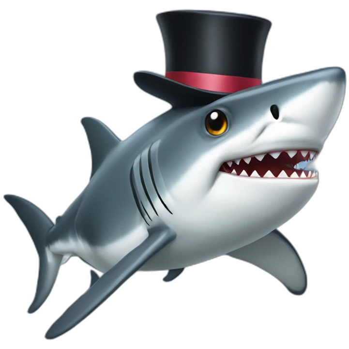 Shark with a top hat emoji