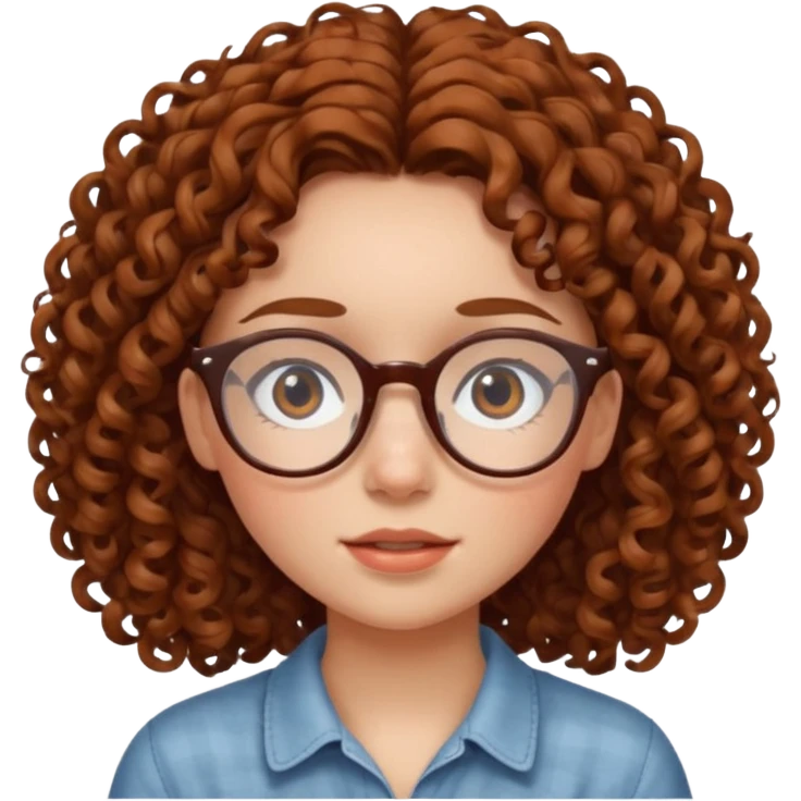 freckled girl with curly hair with glasses emoji