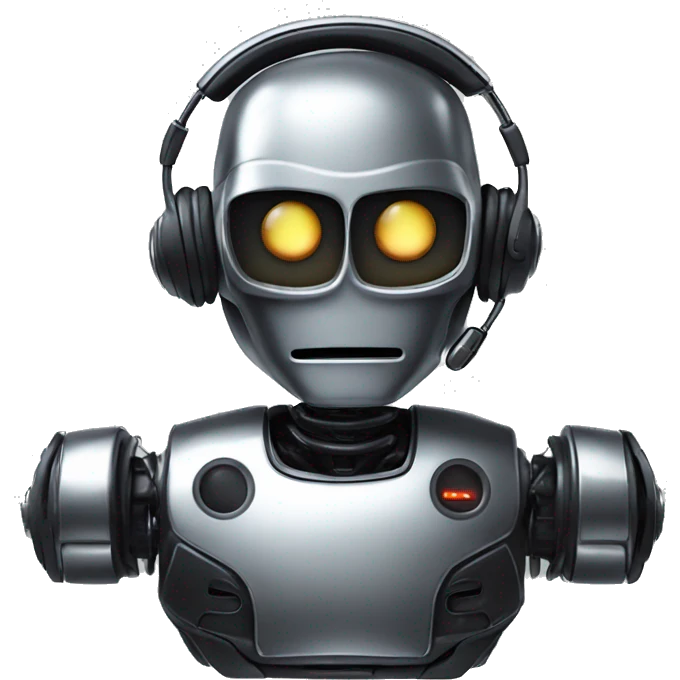 evil menacing chrome robot listening to music emoji