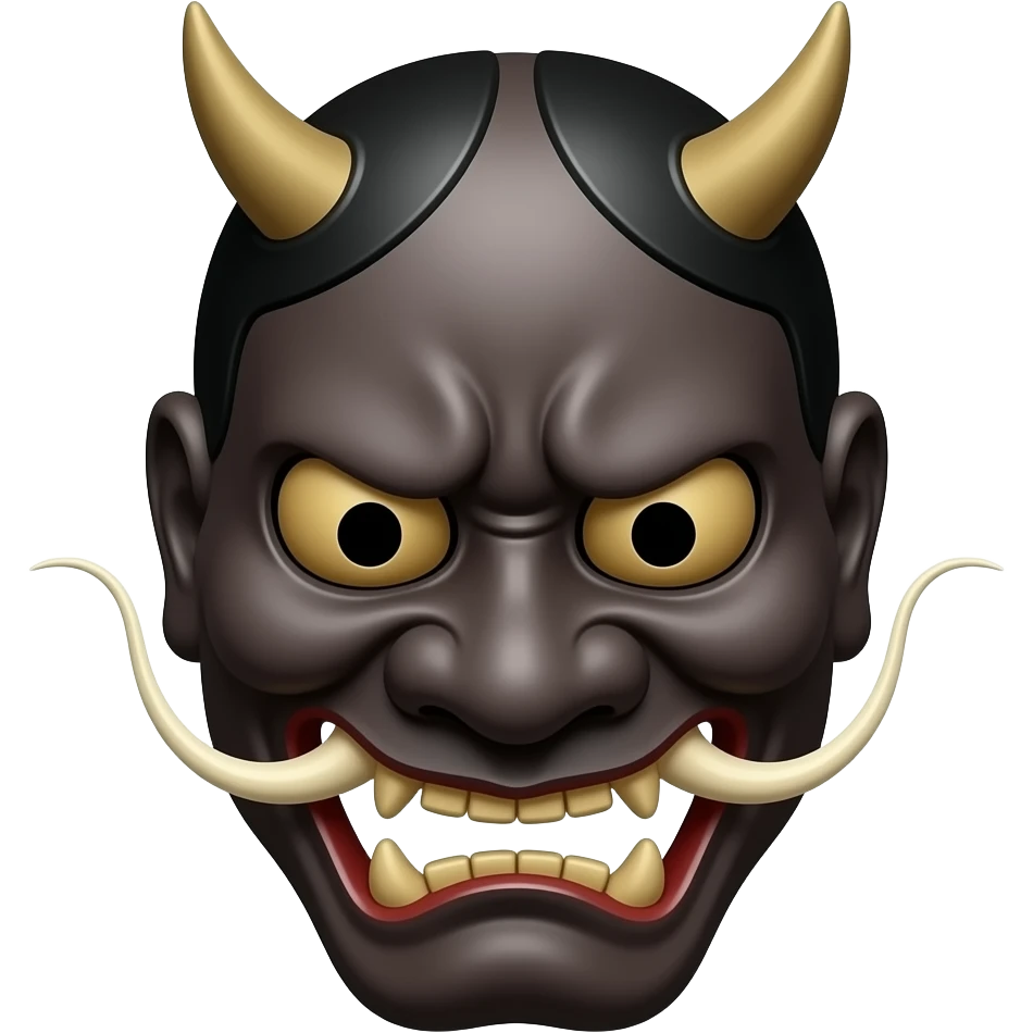 black oni mask black out eyes japanese style emoji
