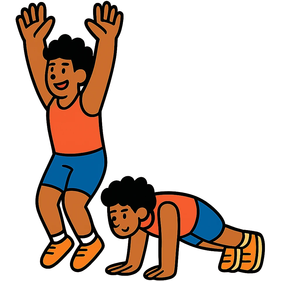 burpees exercise, energetic, simple emoji