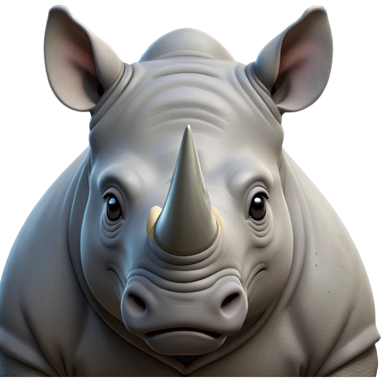 cinematic-noble-rhinoceros-portrait-emoji,-poised,-with-a-massive,-powerful-build-and-a-thick,-hide-of-slate-gray,-deep-set-soulful-piercing-eyes,-simplified-yet-sharp-and-sophisticated-features,-highly-detailed, with large black eyes, szoomed out showing houlders emoji