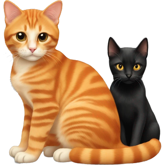 Orange cat and black kitten emoji