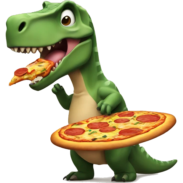 Dino eating pizza emoji
