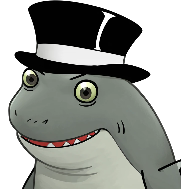 Shark with a top hat emoji