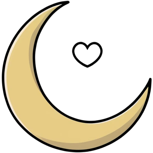 khaki crescent moon with a small heart emoji
