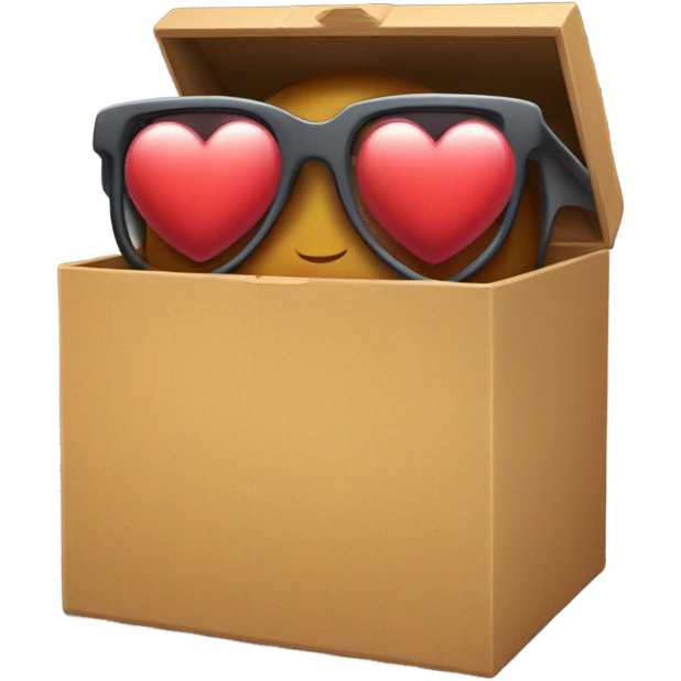 caja inteligente con lentes encima de un corazon gigante emoji