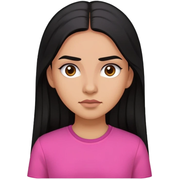 The girl with black long hair, light brown skin, thick eyebrows wearing dark pink shirt  emoji