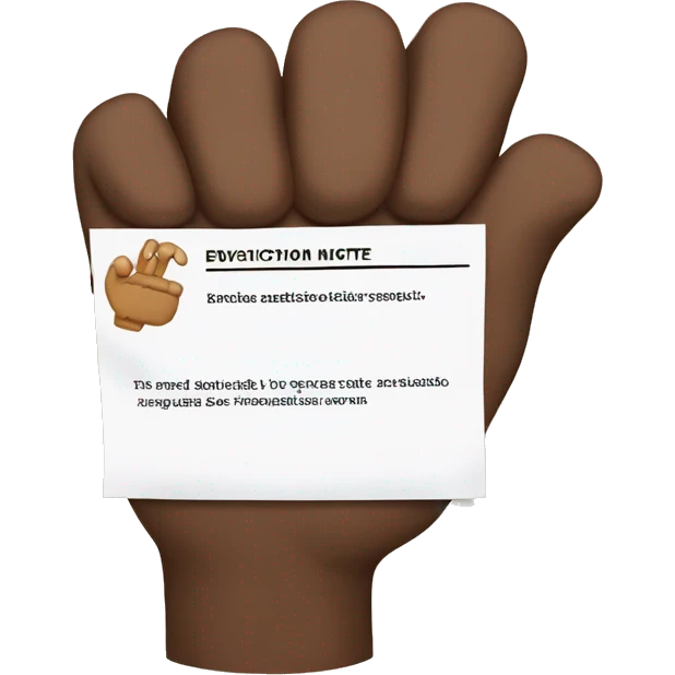 Brown hand holding eviction notice emoji