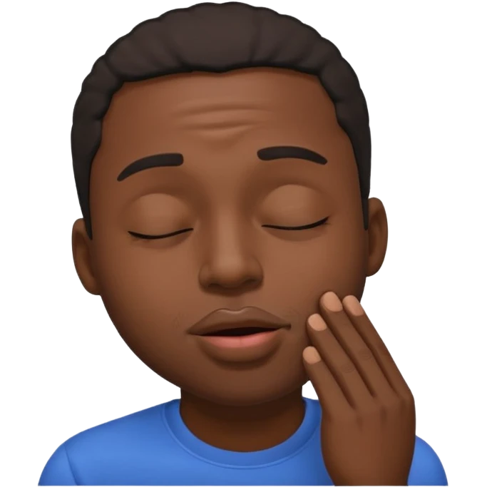 Make a black guy but he's closing his eyes and puckering his lips. Also it should look like he's trying not to laugh. emoji