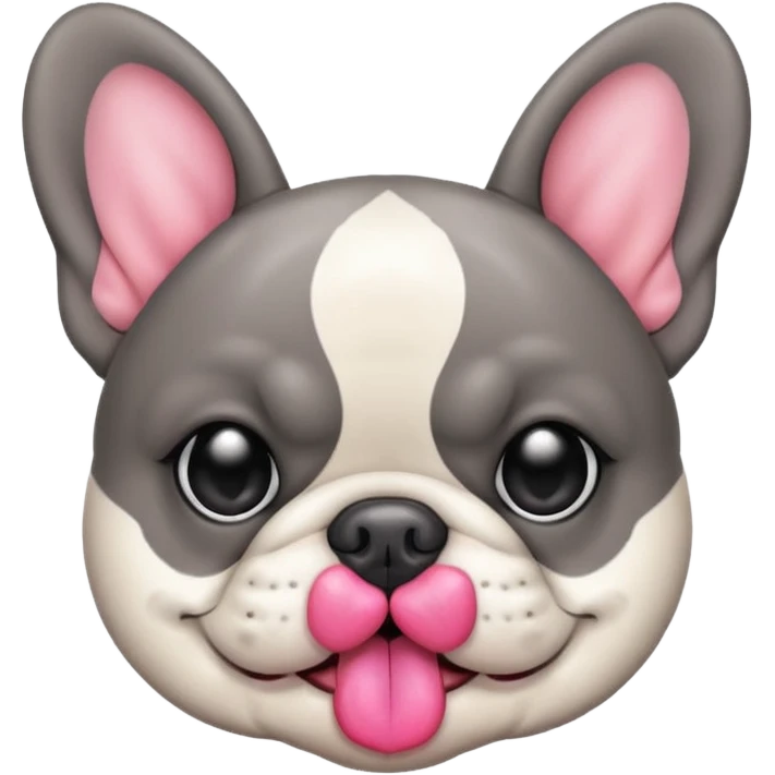 French bulldog that’s grey doing a kissy face emoji