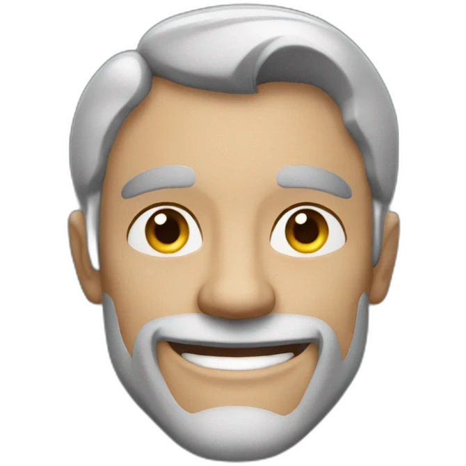 a smiling grey man with a very muscular jaw emoji