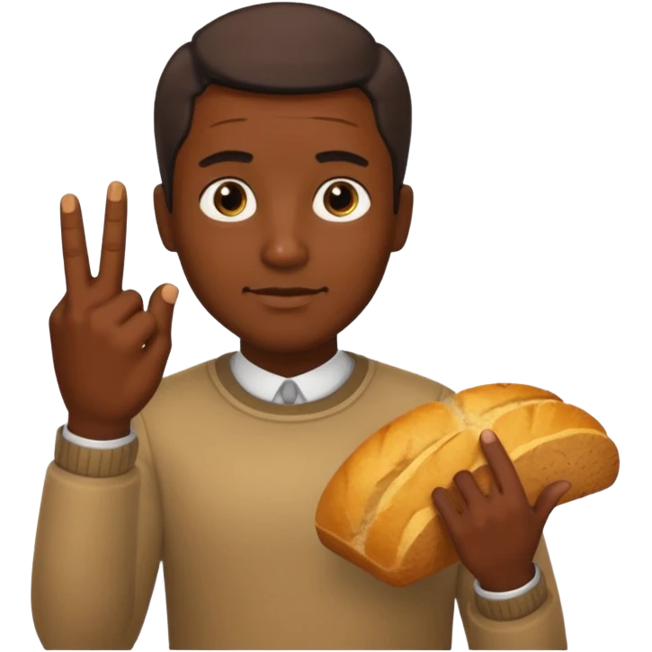 темнокожий парень вставляет свой палец в хлеб emoji