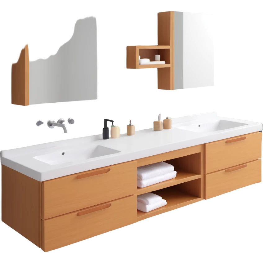 bathroom counter with two rectangular sinks contemporary emoji