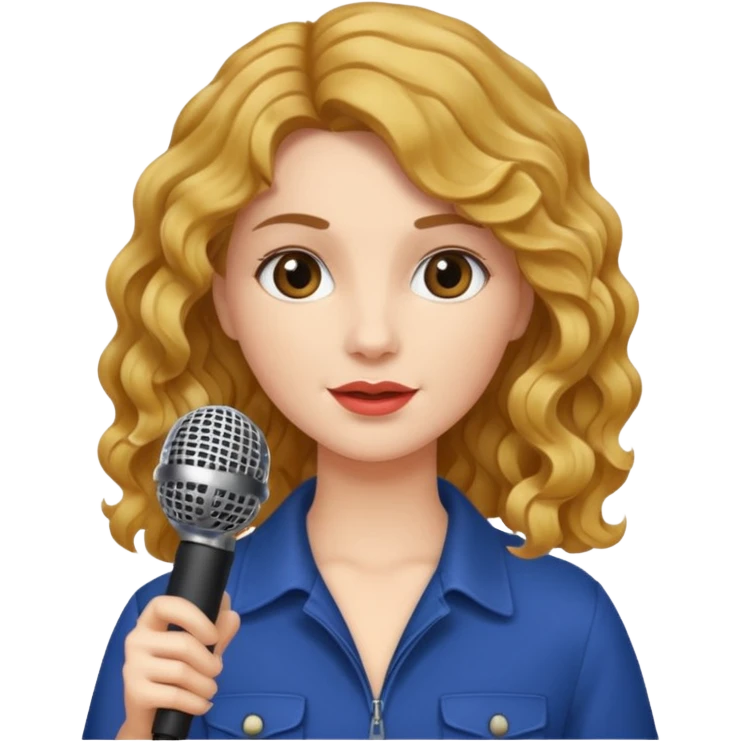 rubia con pelo ondulado y un microfono en la mano emoji