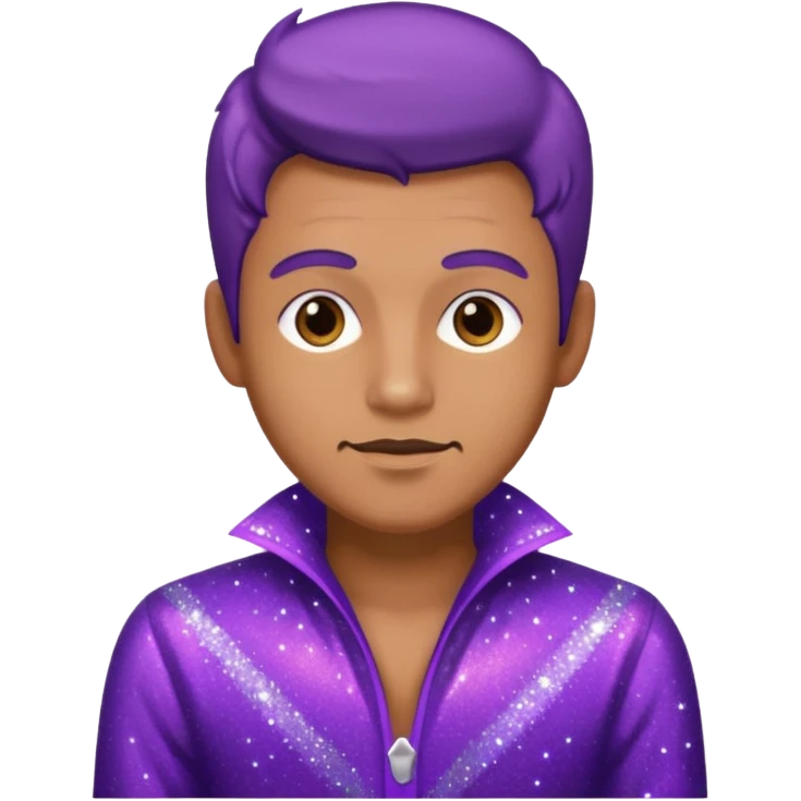 man supervisor wearing glitter purple glittery clothes emoji