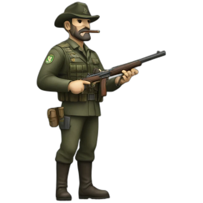 Captain price smoking a cigar while holding a rifle emoji