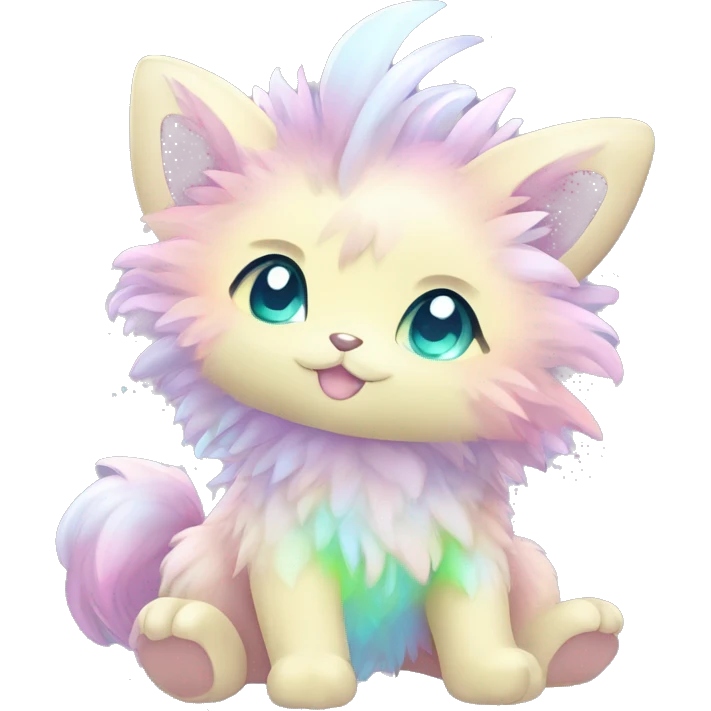 Shiny Baby Sparkly Colorful Pastel Fluffy beautiful fantasy Kawaii Ethereal Sona Fakemon-animal Full Body emoji