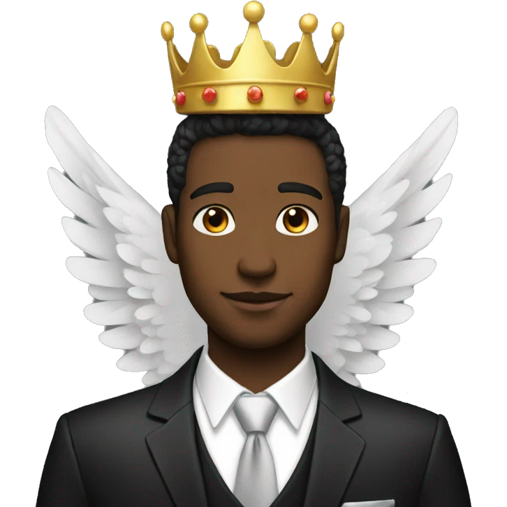 Man black suit crown angel emoji
