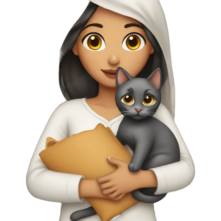 Arabic Girl Carrying a cat emoji