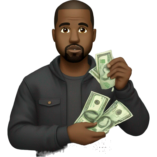 Kanye west holding money  emoji