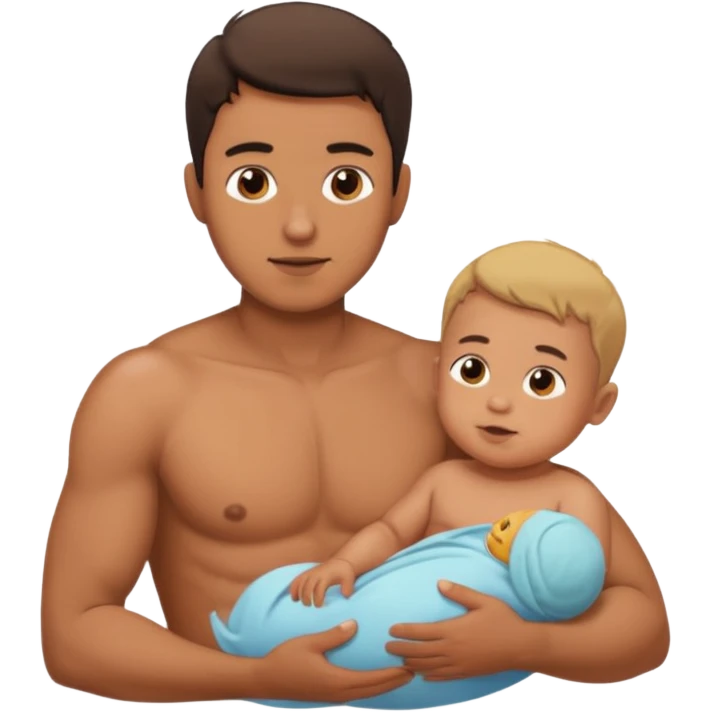 shirtless man breasting baby emoji