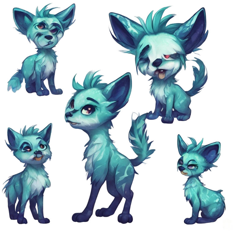 Cool cute Kawaii edgy fantasy shiny animal  fursona Fionbri vernid by griffsnuff & LiLaiRa & Falvie full body emoji
