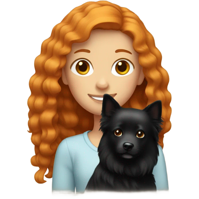 Ginger girl with black spitz emoji