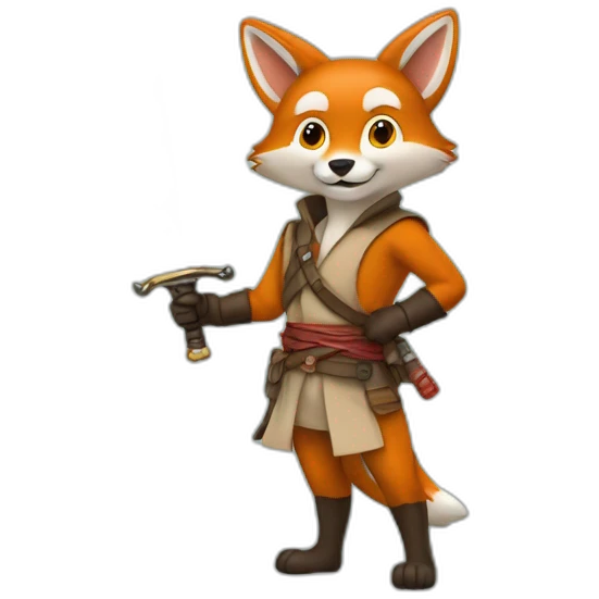 Renard aventurier avec un katana emoji