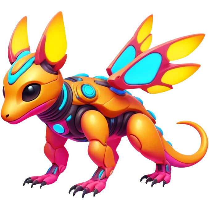 futuristic lush warm-colored neon-colored Fakémon-Trico-creature (full body) emoji