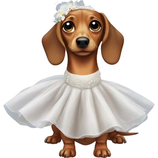 Dachshund wearing a wedding dress emoji