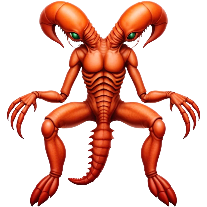 xenomorph alien in lobster skin in man legs emoji