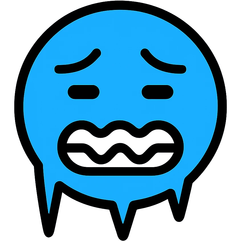 cold face, shivering, blue tint, icicles, expressive emoji