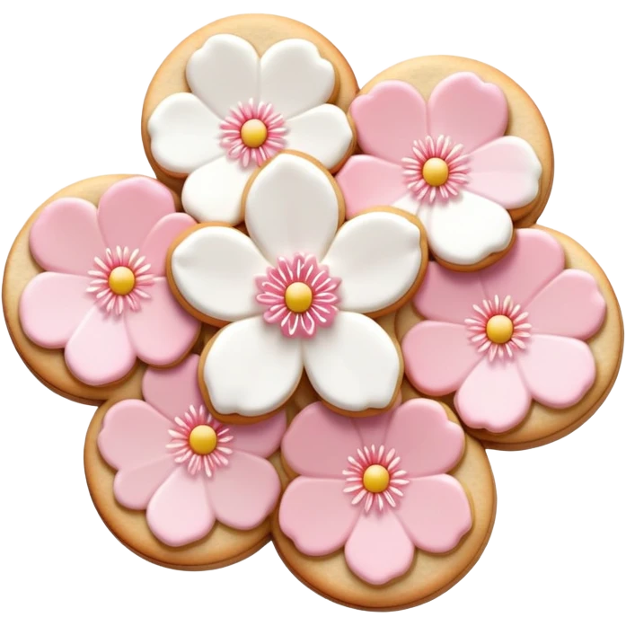 Cute Pastel pink and white Cherry Blossom Sakura Cookie emoji
