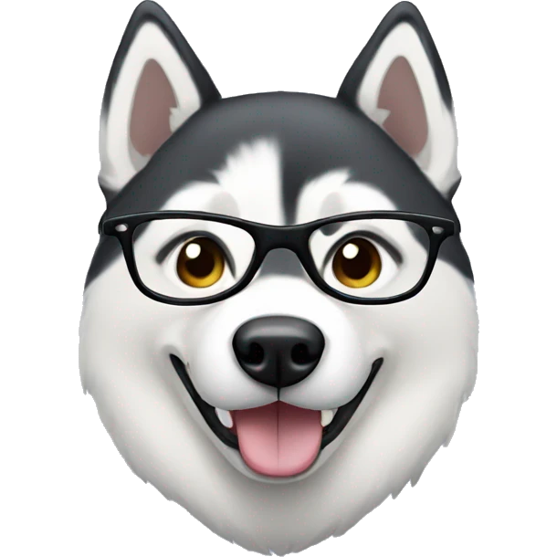 Husky with glasses  emoji