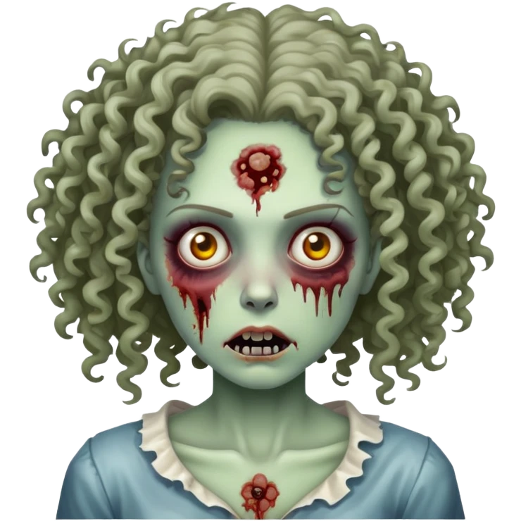 uma mulher zumbi de cabelo cacheado  emoji